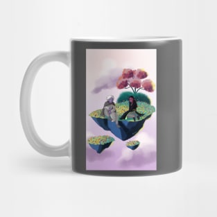 Beautiful fantasy art of a floating land with flowers Mug